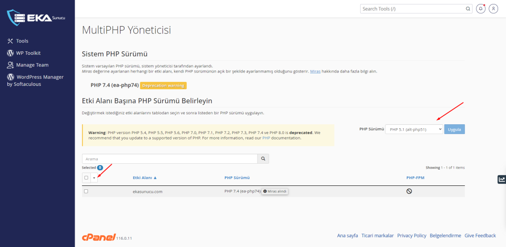 cPanel Üzerinde PHP Sürümü Nasıl Değiştirilir?