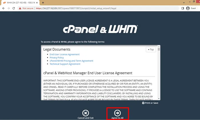 AWS EC2 Örneğinde cPanel ve WHM'yi dağıtın