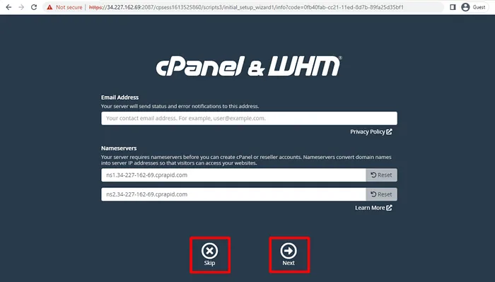 AWS EC2 Örneğinde cPanel ve WHM'yi dağıtın