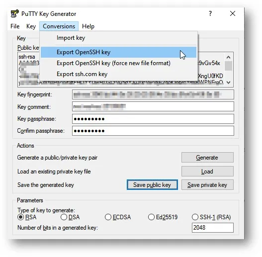 Putty Key Gen Dosyasını RSA Anahtar Dosyasına Dönüştürün